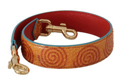 Women's Orange Leather Swirl Print Bag Shoulder Strap