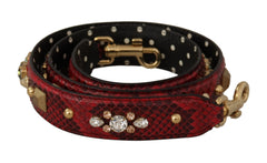 Women's Red Python Leather Crystals Reversible Shoulder Strap Bag