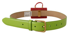 Women's Green Leather Devotion Heart Micro Bag Headphones Belt