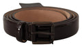 Women's Black Patent Leather Logo Metal Waist Buckle Belt