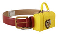 Women's Red Leather Yellow Devotion Heart Bag Buckle Belt