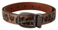 Women's Brown Leopard Embossed Leather Buckle Belt