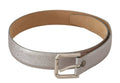 Women's Metallic Silver Leather Metal Waist Buckle Belt
