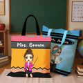 Bolsa de gran capacidad personalizada de dibujos animados con texto para el Día del Profesor Regalo del Día del Profesor para profesores