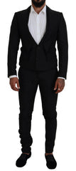Black Polyester Men 2 Piece Martini Suit
