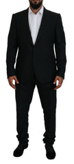 Men's Black Single Breasted 2 Piece Martini Suit