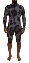 Men's Gray Patterned Polyester Wetsuit Swimwear Elastane Clothing