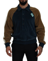 Men's Color-Block Cotton Polo Shirt Navy Polyester