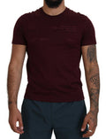 Maroon Printed Short Sleeves Men T-Shirt Cotton