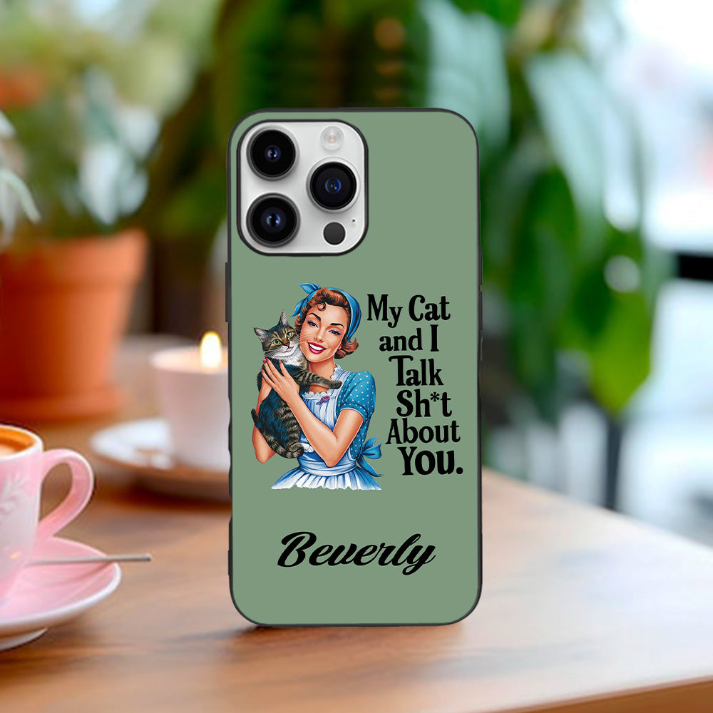 Personalizada Multicolor Cartoon Retro Girl TPU Phone Case para iPhone con Nombre Birthday Anniversary Gift for Her