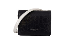 Men's Blue White Caiman Leather Strap Card Holder Wallet
