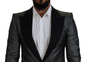 Men's Black Silver Jacquard Slim Fit Jacket Blazer Polyester Clothing