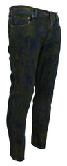 Men's Blue Green Skinny Cotton Denim Jeans Clothing