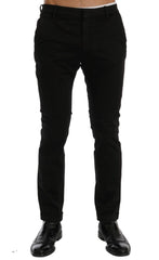 Men's Black Slim Fit Cotton Stretch Pants