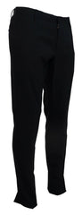 Men's Blue Wool Stretch Dress Formal Slim Fit Pant