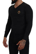 Men's Gray Cashmere V-Neck Gold Heart Sweater Clothing