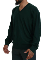 Men's Cashmere V-Neck Sweater Green