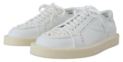Men's White Leather Low Top Oxford Sneakers Casual Shoes