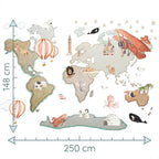 Vinilo Decorativo Infantil Mapa Mundi XL GLOBOS 220x180cm
