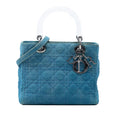 Medium Denim Cannage Acrylic Handles Lady Dior