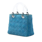 Medium Denim Cannage Acrylic Handles Lady Dior