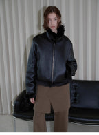 Luxury and Elegance motorcycle style Tuscan sheepskin short fur coat for women