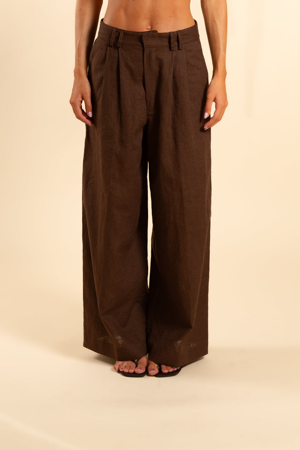 PANTALON LARGO | MARRON