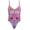 Flower Hand-Beaded Embellished One-Piece Swimsuit | Purple