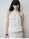 Light and Shadow Retro Posey Halter Neck Vest