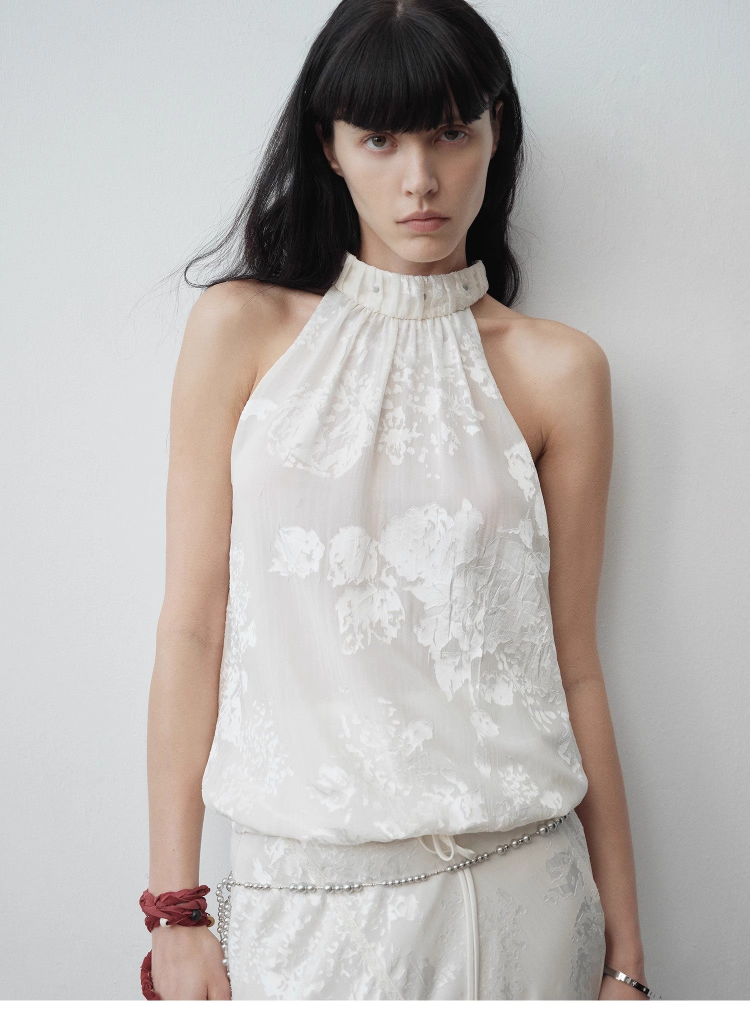 Light and Shadow Retro Posey Halter Neck Vest