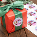 Personalizada de Navidad de dibujos animados de caracteres a prueba de agua pegatinas con purpurina arco rosa inicial y el nombre de regalo de Navidad para la familia amigo