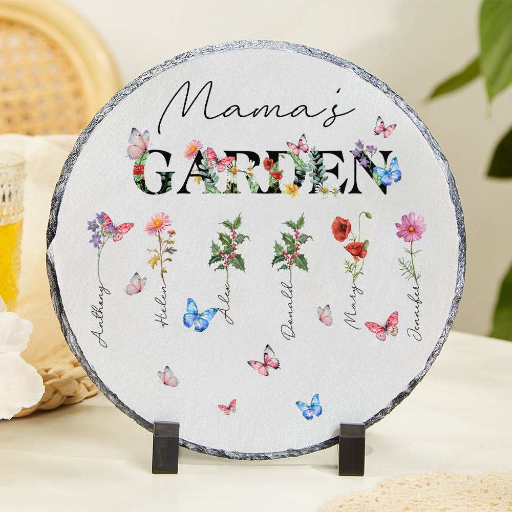 Personalizado Jardín de Mamá 1-8 Nacimiento Flores Nombres Losa de Piedra Decoración del Hogar Día de la Madre Cumpleaños Regalo para Mamá Abuela