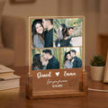 Collage de Fotos Personalizadas Luz de Noche LED Acrílica con Nombres y Base de Madera Decoración de Hogar Aniversario de Boda Regalo de Cumpleaños para Pareja