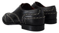 Men's Black Leather Derby Dress Studded Shoes