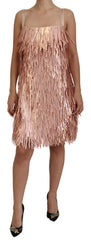 Women's Pink Tinsel Sleeveless Shift A-Line Dress Nylon