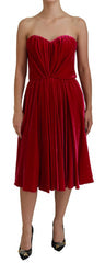 Women's Pink Viscose Stretch Strapless A-Line Dress Silk