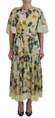 Women's Multicolor Silk Floral Print Long Maxi Dress