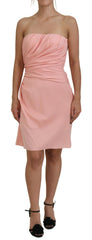 Women's Pink Silk Stretch Strapless Sheath Dress