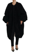 Women's Black Cashmere Blend Faux Fur Coat Jacket Clothing