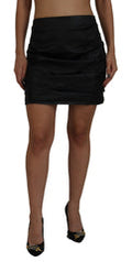 Women's Black Lambskin Leather A-Line Mini Skirt