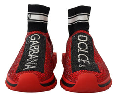 Women's Red Bling Sorrento Sneakers Socks Shoes Cotton