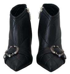 Women's Black Devotion Quilted Buckled Ankle Boots Shoes Leather