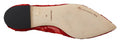 Women's Crystal-Embellished Flat Red Cotton Nylon Leather