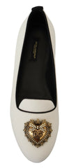 Women's Gold Devotion Heart Velvet Flat White Cotton Viscose