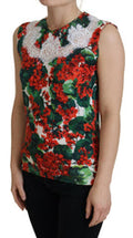 Women's White Floral Wool Lace Vest Tank Top Cotton