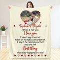 Manta personalizada con nombres I Love You Heart Photo Soft Throw Blanket Home Decor Valentine's Day Gift for Couple