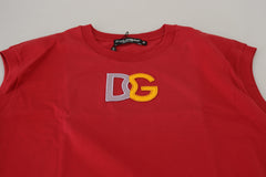 Women's Red Cotton Dg Logo Tank Top T-Shirt
