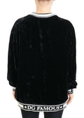 Women's Velvet Crewneck Sweater Black Silk Viscose