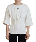 Women's White Corset Stretch Cotton Top T-Shirt