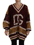 Women's Lace V-Neck Sweater Multicolor Viscose Nylon